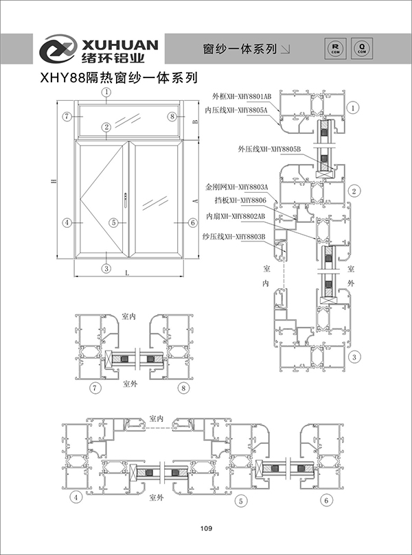 XHY88隔熱窗紗一體系列